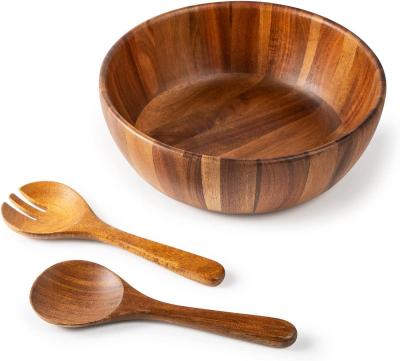 China Sustainable Acacia Wood Salad Bowl with 2 Wooden Hands, Large Mixing Bowl for Fruits, Salad, Cereal,Cornflake,Pasta 11