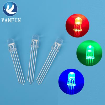 China Factory Price Wanfeng Brand Multicolor 30 Degree Common Cathode 5mm RGB Light Emitting Diode Terminals 4 Led Diode for sale