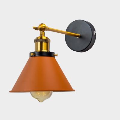 China Simple Head Simple Industrial Vintage Metal Paint Color Retro Wood Wall Lamp for Home Corridor Decorate Wall Light for sale