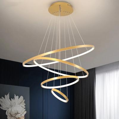 China Modern 5 Years Warranty Modern Design Simple Circular Decorative Ceiling Light Fixture Lamp 3 4 Rings Led Chandeliers Pendant Lights for sale