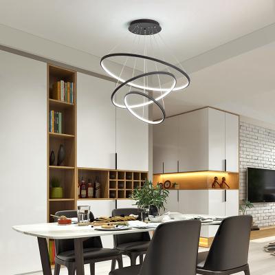 China Modern Simple Decorative Ceiling Hanging Pendant Lights Surround Rings Acrylic Gold Luxury Modern Led Chandelier for sale