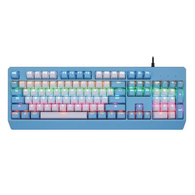 China Mechanical private new model can be customized OEM two color with LED rainbow light effect mechanical keyboard game for sale