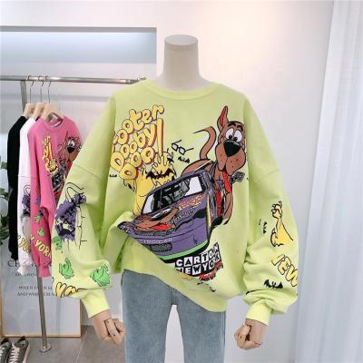 China Viable Professional China Supplier Cartoon Printing Oversized Crewneck Hip Hop Sweatshirt Women Cotton Pullover Sports Hoodie for sale