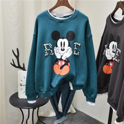 China Viable Winter Women Hoodies Girls Kawaii Cartoon Casual Print Beading Thick Pullover Fleece Sweatshirt Plus Size Hoodie Sweaters for sale