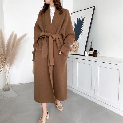 China Breathable long cardigan women autumn and winter knit jacket new thicken wool knitted cardigan sweater coat warm long dress Outwear for sale