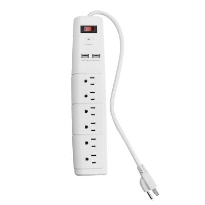 China Durable 6 Outlets Expand Protector Power Strip with 2 USB Charging Ports, ABS Housing Electrical Power Outlet with RESET ETL Breaker for sale