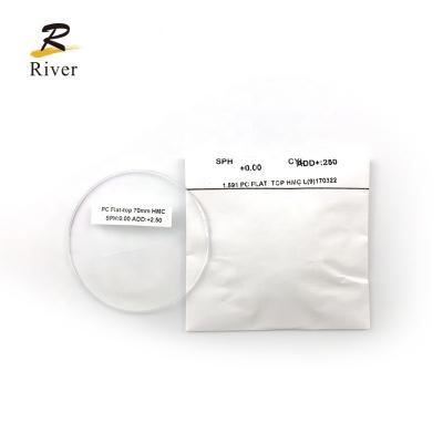 China Danyang River HMC 1.59 PC Coating Optical Lenses Polycarbonate CR39 Bifocal Flat Top Bifocal Optics for sale