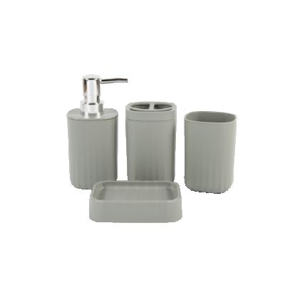 China New Viable Fashion Wholesale Custom Eco-Friendly Plastic Toilet Room Bathroom Accessories Household 4 Pieces Bath Set for sale