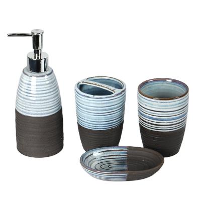 China Viable 4 Pieces of Two Tone Color Wholesale Modern Luxury Bathroom Hotel Household Style Hot Selling Ceramic Set for sale