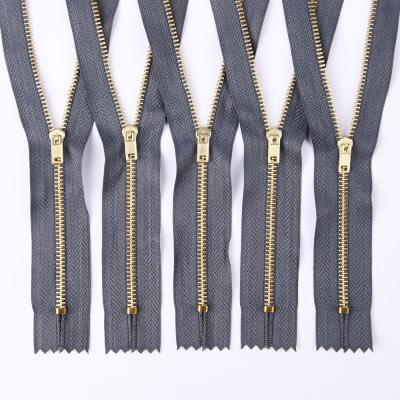 China #3 18cm Wholesale Custom Viable Metal Zipper Brass Jeans Zippers for sale