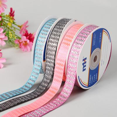 China 5/8 Inch Chevron Design Silver Satin Ribbon Sustainable Satin Ribbon for sale