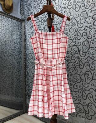 China 2021 Summer Fashion Strap Dress Ladies Printing Geometric Sleeveless Casual Soft Princess Anti-wrinkle Belt Deco Party Club Dress High Quality for sale