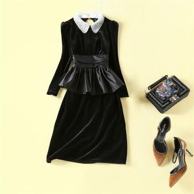 China Anti-Wrinkle Vestidos De Festa 2022 Spring Party Evening Women Beading Turn-Down Collar Cavity Sleeve Sexy Backless Long Dress for sale