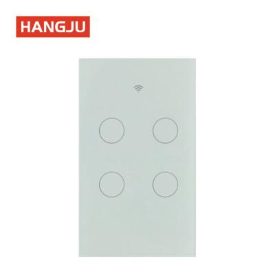 China Tuya Support 1way Zigbee Smart Radio Controlled 4 Band Wall Light Glass Touch Switch Panel Support Only Live Wire for sale