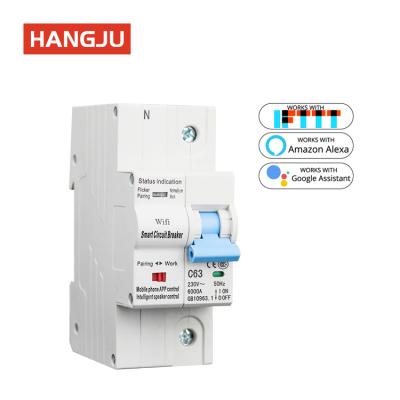 China Tuya Wireless WIFI APP Controlled Circuit Breaker Smart Switch 1P 16A 32A 63A 80A 100A SDZM-1P for sale