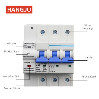 China WIFI Air Circuit Breaker Smart Switch 3P 63A 80A 100A For Home Appliances Tuya APP High Power Automation SDZM-3P for sale