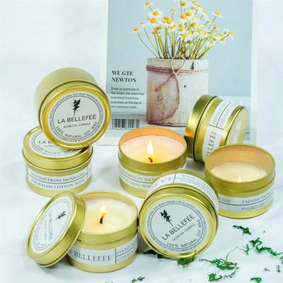 China Scented 100% Soy Wax Scented Candle Gold Travel Tin Citronella Candles Scented Gift Set For SPA Bath Relaxing Yoga for sale