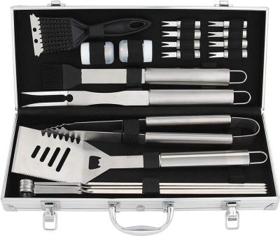 China Easily Cleaned 19pcs Stainless Steel BBQ Grill Tool Kit with Aluminum Case for sale