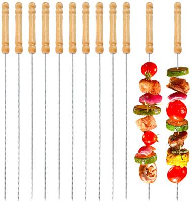 China Easily Cleaned Perfectly Portable Wooden Handle BBQ Skewers.BARBECUE Grilling Sticks for sale