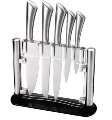 China Sustainable 6pcs Stainless Steel Kitchen Knife Set With Acrylic Block for sale