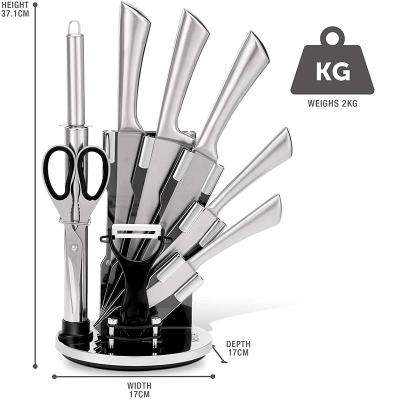 China Sustainable Cooking Kitchen Knife Set 8pcs Stainless Steel Knife Cutlery Set With Acrylic Knife Block for sale