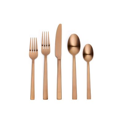 China Viable Titanium Cutlery Sets Rose Gold Fork Knife Tea Spoons Color Stainless Steel Dinnerware Set Dinnerware Utensil for sale