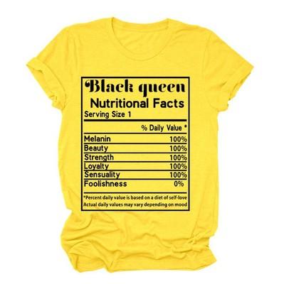 China Breathable Cotton Girl's T-Shirts O Neck Plus Black Queen Size Short Sleeve Letter Print Oversized Tops for sale