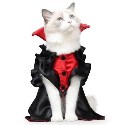 China 2021 Viable New Halloween Cat Vampire Dress Pet Dress Funny Clothes Spoof Pet Costume Dress for sale