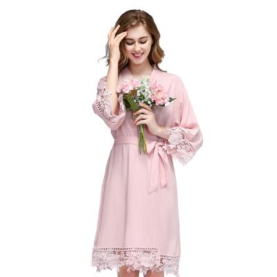 China Custom Made Breathable Personalized Kimono Bride Wedding Date Bride Party Satin Silk Robe Women Long Lace Up Bathrobes for sale