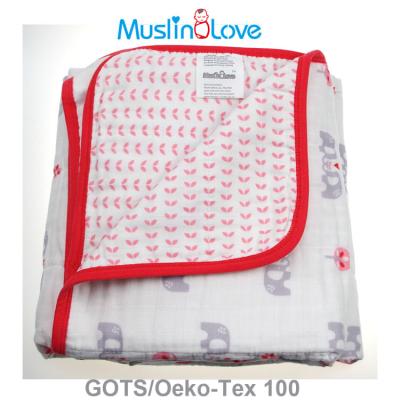 China PORTABLE 100% Muslin Love Cotton Comforter 4-Layer Baby Muslin Comforter Cover for sale