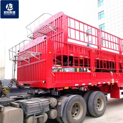 China Truck trailer 2 axles-semi trailer one belt and one use bulk cargo road customized barrier truck trailer high on sale for sale