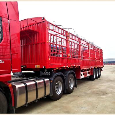 China OYJD steel manufacture famous 3 alxe 65cbm cargo box barrier sidwall semi trailer to use various life cargo transportation for sale for sale