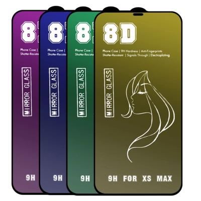 China New Next Mobile Phone Tempered Glass Colored 8d Mirror Tempered Glass Screen Protector For iPhone for sale