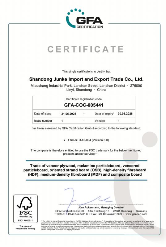 FSC - Shandong Junke Import And Export Trade Co., Ltd.