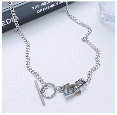 China Newest high quality 304L fashion accessories combination OT three buckle stainless steel square necklace for gift for sale