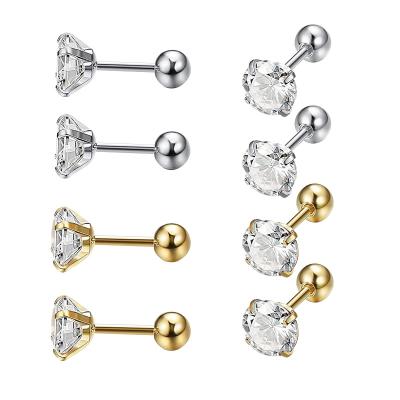 China Factory High Quality Wholesale All Match Ear Jewelry Gold Piercing Silver Plated Non Tarnish Zircon Stud Earrings for sale