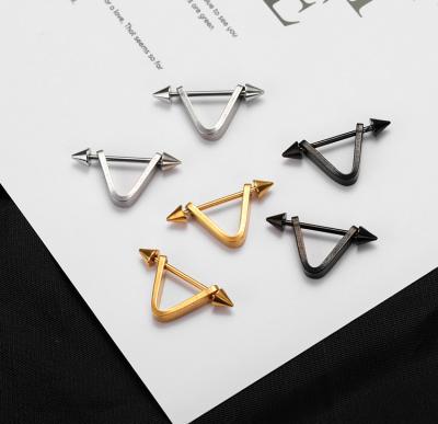 China High Quality Fashion Inverted Triangle Linearities Earring Studs Gold Black Silver Stainless Steel Piercing Stainless Steel Unisex for sale