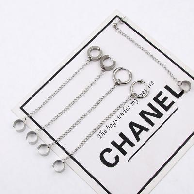 China High Quality Earring Sets With Chain Jewelry Earrings Stainless Steel Circle Earring Long Ear Clip for sale