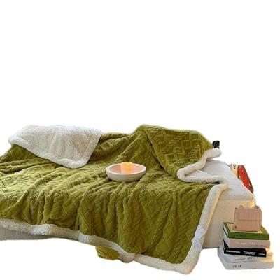 China 2023 bright new tuff cashmere lambskin cashmere double layer blanket thickened hot living shine wholesale for sale