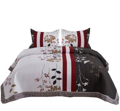 China Single Comforter Sets 3pcs Comforter Colcha Bed Covers Bedding Bedspreads White Bed Cover Quilted Embroidery Microfiber Comforters for sale