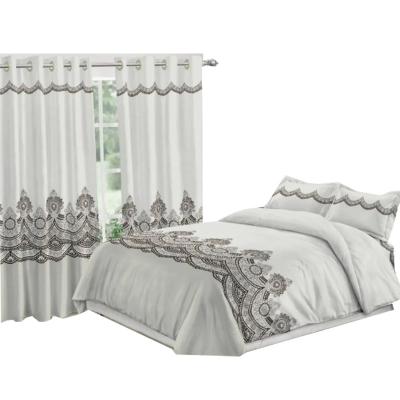 China PASSIONATE duvet cover with matching curtain sheet set with curtains 6 piece bed skirt set with curtain for sale