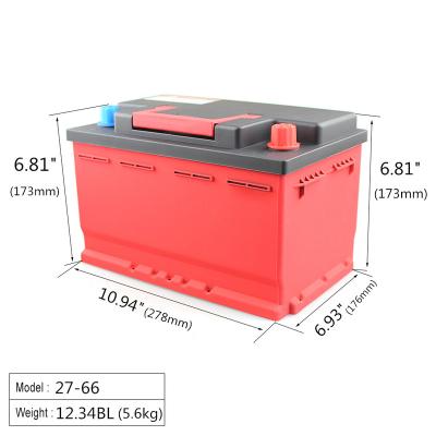 China Ultralight storage car battery lithium ion 12volt 60Ah lithium iron battery for cars 27-66 278*176*173*173 mm for sale