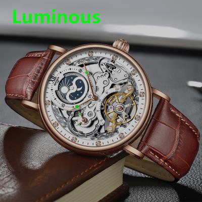 China KINYUED Calendar Full Skeleton Watches Mechanical Automatic Clock Tourbillon Mens Watch Business Moon Casual Wristwatch Relojes Hombre for sale