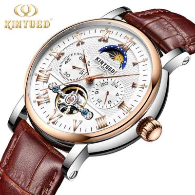 China KINYUED Chronograph Business Watch Men Automatic Clock Male Tourbillon Waterproof Top Brand Watch Mechanical Moon Calendar Relogio Masculino for sale