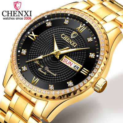 China CHENXI Full Quartz Water Resistant Men's Watch Gold Top Luxury Gold Steel Fashion Clock Male Wristwatches Relogio Masculino Brand for sale