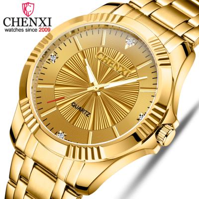 China CHENXI Brand Water Resistant Classic Rhinestone Delicate Couples Lover Watches Fashion Gold Luxury Stainless Steel Men&Women Watch Orologi Coppia for sale