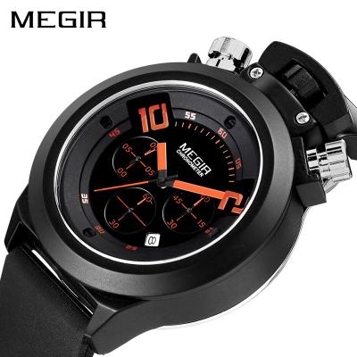 China Original Water Resistant MEGIR Watch Analog Display Date Chronograph Military Sport Watches Men Synchronize Silicone Wristwatch Relogio Masculino 2020 for sale