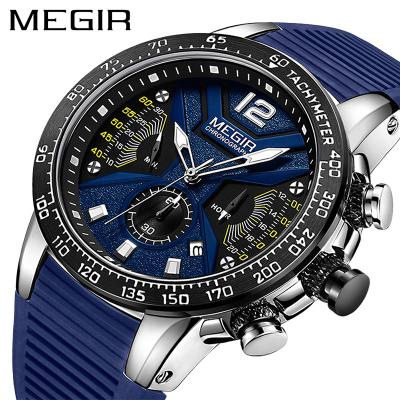 China Luxury Brand Zegarek Meski Erkek Kol Saati Water Resistant Relogio Masculino MEGIR Mens Watches Silicone Sport Chronograph Quartz Military Watch for sale