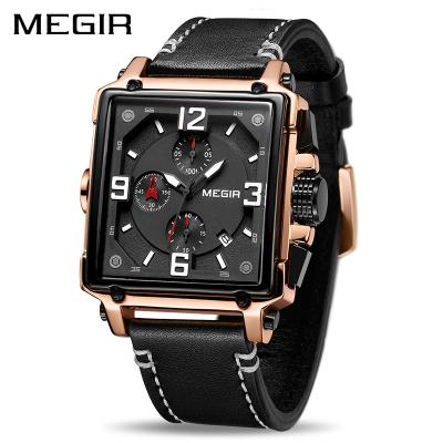 China Creative Water Resistant MEGIR Men Watch Top Brand Luxury Chronograph Quartz Watches Clock Men Leather Military Sport Army Wristwatches Saat for sale