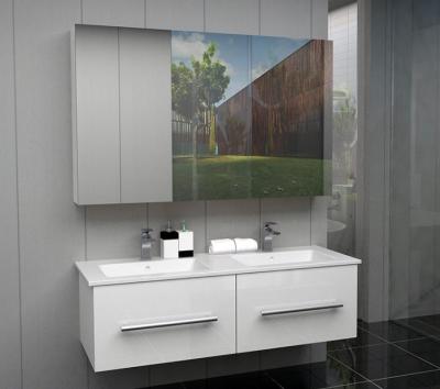 China Hangzhou Vermonhouse Environmental Friendly Resin White Modern Bathroom Cabinets With Mirror for sale